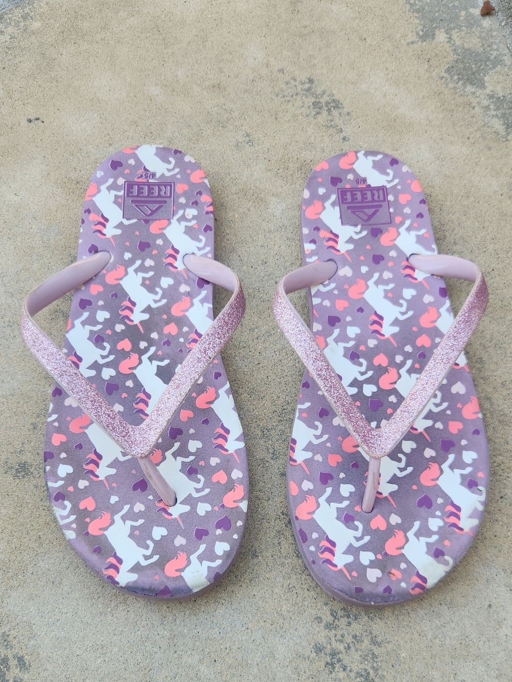Reef Little Stargazer Prints Kids Unicorn Flip Flops Size 4/5